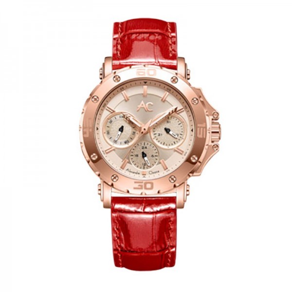 Alexandre Christie AC 9205 Rosegold Red Leather Lady BFLRGLNRE